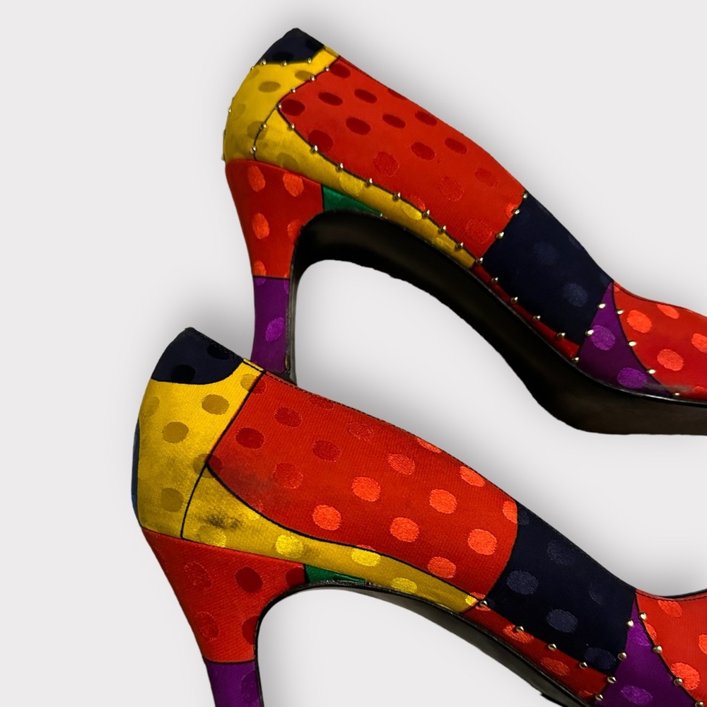 Vintage 1980s Stuart Weitzman for Mr.Seymour Colour Blocking Pumps - Picture 6 of 7